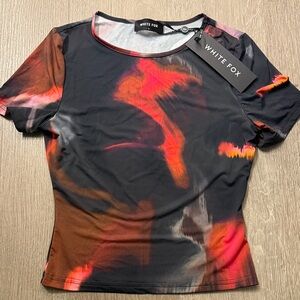 White Fox Boutique Vibrant Red and Black Short Sleeve Tee